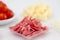 Salami pizza topping ingredients. Pizza preparation