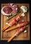 Salami, prosciutto, cheese, cured meats, rosemary