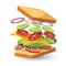 Salami sandwich ingredients emblem