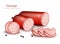 Salami sausage Vector realistic on white backgrounds