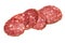 Salami smoked sausage on white background cutout