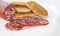 Salami and Toast on White