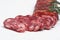 Salami on white background