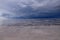 The Salar de Uyuni flooded after the rains, Bolivia. Clouds reflected in the water of the Salar de Uyuni, Bolivia