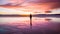 Salar de Uyuni Landscape Bathed in Morning Light. Sunrise Splendor. Generative AI.