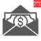 Salary glyph icon, corruption and earnings, money in envelope vector icon, vector graphics, editable stroke solid sign