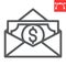 Salary line icon, corruption and earnings, money in envelope vector icon, vector graphics, editable stroke outline sign