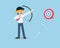 Salary Man Being blindfolded and the arrow misses the target because of being invisible