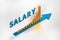 Salary rise increase with golden coind and arrow