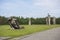 Salaspils, Latvia - June 19, 2019: Monuments at Salaspils Memorial Ensemble. Memorial is located on the former place of Salaspils