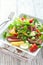 Salat with tuna, fresh vegetables and eggs