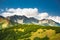 Salatin Mountain Range and Brestowa Peak in Slovakian Tatra Mountains - view from Rakon in Poland - trekking in autumn