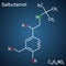 Salbutamol, albuterol molecule. It is a short-acting agonist used in the treatment of asthma and COPD. Structural chemical formula
