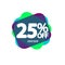 Sale 25% off, bubble banner design template, discount tag, app icon, end of season, vector illustration