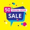 Sale 50% special offer - concept banner vector illustration. Speech bubble. Abstract advertising promotion layout. Graphic design