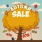 Sale advertising poster with autumn tree