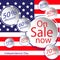 Sale for American Independence Day 4 th july. Discount poster design. National flag. Vector illustration.Patriotic symbol holiday