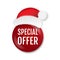 Sale Badge Isolated with Santa Claus Cap White Background