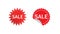 Sale badges. Sale banners, price tags. Red starburst stickers. Discount label. Vector illustration