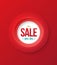 SALE baner circle on red background.