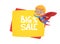 Sale banner background with the suoer hero boy. Price discount promotion poster for kids