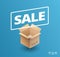 Sale banner delivery cardboard box icon sale vector illustration