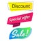Sale banner labels Discount Special offer Super Sale. Eps10