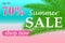 Sale banner with palm leaves. Floral tropical holidays background. Vector illustration. Hot Summer Sales design. Eps 10.