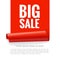 Sale banner. Realistic Red Glossy paper ribbon