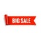 Sale banner. Realistic Red Glossy paper ribbon