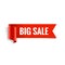 Sale banner. Realistic Red Glossy paper ribbon