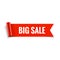 Sale banner. Realistic Red Glossy paper ribbon