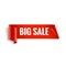 Sale banner. Realistic Red Glossy paper ribbon