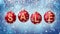 Sale banner on red Christmas balls with round snow flake on bokeh background. 4K