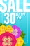 Sale Banner Special offer 30% Off Background with beautiful flower  illustration template