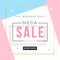 Sale banner template design with gold square frame and mega sale word. Social media banner template, voucher, discount, season