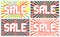 Sale banners set on a bright, contrast background with radiating rays