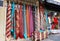 Sale of beautiful Turkish shawls on the street