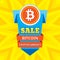 Sale bitcoin blockchain cryptocurrency - creative vector illustration. Digital money concept symbol. Abstract banner.