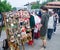 Sale of Bulgarian folk souvenirs at the Nestinar Games in the village of Bulgarians