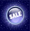 Sale button on the blue background