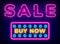 Sale Buy Now Button, Discount Neon Sign Vector