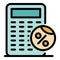 Sale calculator icon color outline vector