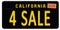 For Sale California License Plate Retro Vintage