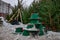 Sale of Christmas trees and stands before the new year