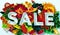 Sale - a colorful banner informing about the sale and encouraging shopping