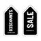 Sale, discount, advertising, marketing price tag. Clothes, furnishings, cars, food sale. Store label on white background