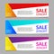 Sale and discount banner design template set. 15, 25, 35 percent price off. Modern horizontal business background layout.