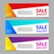 Sale and discount banner design template set. 40, 50, 60 percent price off. Modern horizontal business background layout or header
