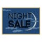 Sale and discount card, banner, flier. Black friday offer. Night sale title. New moon, planet with stars shining in cloudy sky